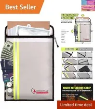 Fireproof Document Bag 15 x 11 inch with 2 Pockets, Fire Safe Envelope Bag fo...