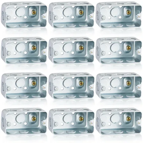 Copkim 12 Pcs Metal Electrical Junction Box Deep 4 x 2 Inch, Rectangular