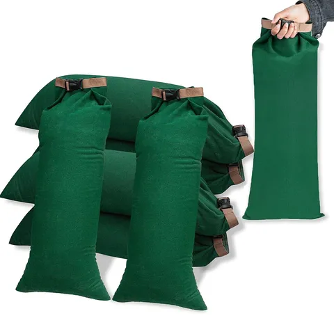 Heavy Duty Long Canvas Flood Water Barrier Sand Bags 6 Pack Protection