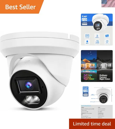 Waterproof Turret Security Camera - 4MP HD Clarity & PoE for Easy Setup