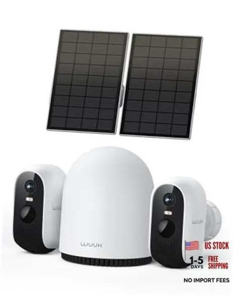 Solar Security Cameras Wireless Outdoor 2K, Base Station + 2-Solar Cams Kit