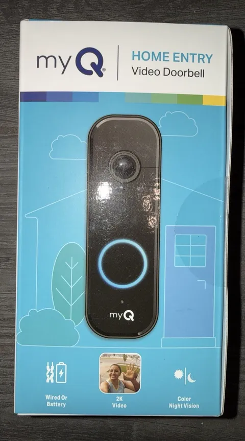 NEW myQ Home Entry Video Doorbell MYQ-D49TXXB 2K Camera Smart Doorbell
