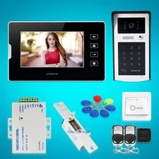 7" Wired Video Door Intercom System with Touch Panel Monitor for Home Security
