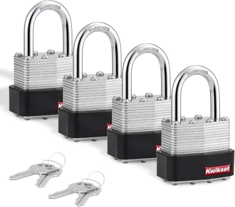 Laminated Steel Padlock with Hardened Steel Shackle, Outdoor Gate and Fence Lock