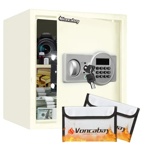 Voncabay Money Safe Box for Home with Digital Keypad, 1.5 Cu. Ft., White