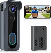 Doorbell Camera Wireless with Chime -2K HD Video AI Motion Detection, Two - Way