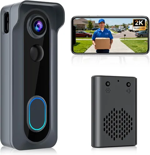 Doorbell Camera Wireless with Chime -2K HD Video AI Motion Detection, Two - Way