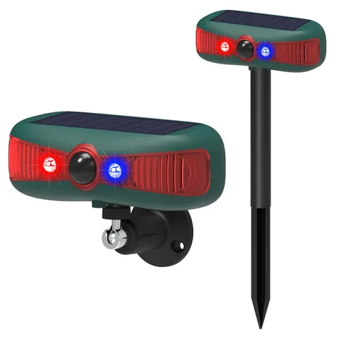 Solar Outdoor Motion Sensor Alarm Detector: LED Strobe Infrared Flashing Warn...