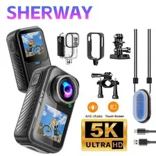 5K Thumb Action Camera 4K 60FPS WiFi 6-Axis Stabilization Touch Screen Sports Ca