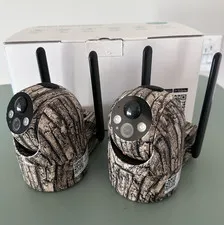 Home Security Cameras (2 Pack) Solar Powered, Wireless, Remote Controlled