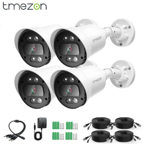 4PCS 4in1 1080P Outdoor CCTV Surveillance Camera Night Vision Power Supply&BNC