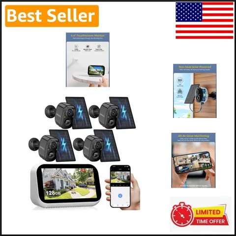 Advanced 4 Cam Wireless Solar Security Kit - No Monthly Fees & 180-Day Storage