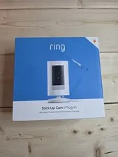 Ring Stick Up Cam Plug-In Indoor Outdoor Security Camera White HD WiFi Two-Way