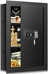 25.6" Tall Wall Safes Between the Studs Fireproof, Combination Lock Hidden Safe