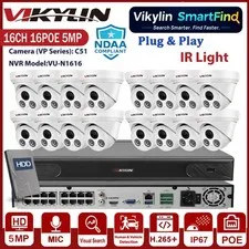 Vikylin SmartFind 16POE 16CH NVR 5MP IR Light Audio Outdoor POE Camera NDAA Lot