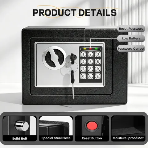 Fireproof Safe with Digital Keypad Sensor Light Adjustable Shelf Home Safe