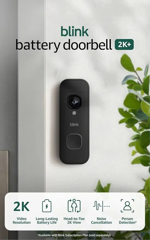 Blink Video Doorbel with Sync Module Core, Battery, Head-to-Toe HD View - Black