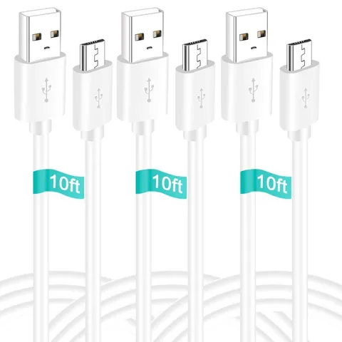 3 Pack 10FT Micro USB Power Extension Cable Cord for Wyze Cam,WyzeCam Pan,YI ...