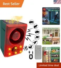 Solar-Powered Outdoor Motion Sensor Alarm with 130dB Barking & Gunshot Sounds