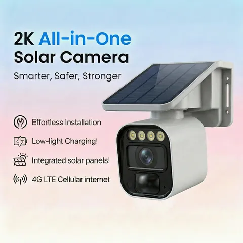 4G LTE Cellular Solar Security Cameras Wireless Outdoor,2K Surveillance Camera
