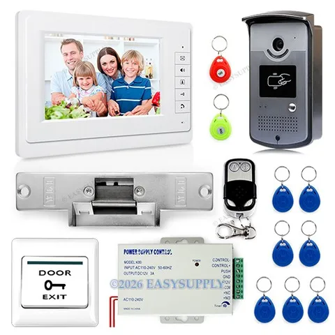 Video Door Phone Doorbell Camera Color Monitor Electric Strike Lock RFID Keyfobs