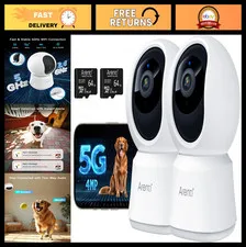 360° View 4MP 5G WiFi Pet Camera with 64GB Storage | Pan/Tilt, Night Vision, 2-W