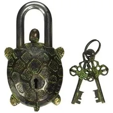 Vintage Finish Brass Tortoise Padlock with Keys Handmade Rare Feng Shui 