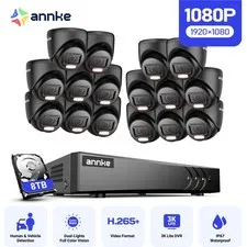 ANNKE 16CH 5MP Lite DVR 1080P CCTV Security Camera System AI Color Night H.265+