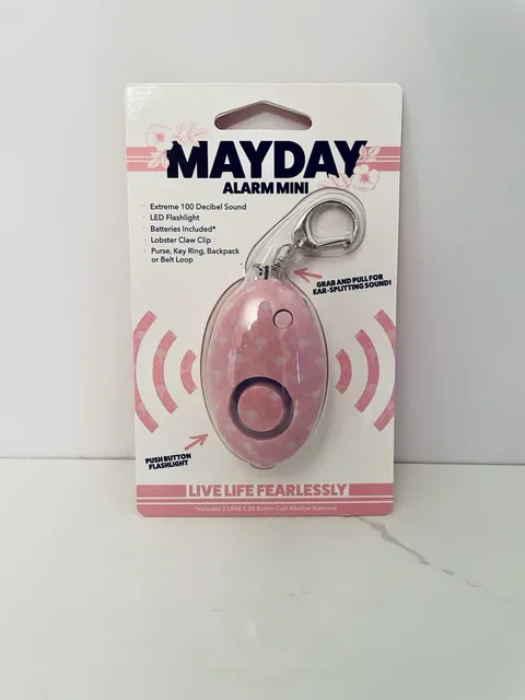NEW Pink Mayday Mini Loud Alarm Self Defense Personal Emergency LED Keyring