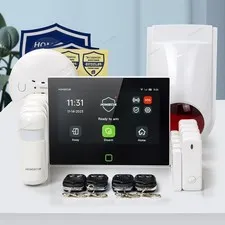 HOMSECUR Wireless WIFI 4G 2G LCD Home House 7" Alarm System+4*PIR+Door Sensor