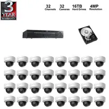 NVR Kit: 32 Channel NVR+16TB HDD+4MP Dome IP Camera