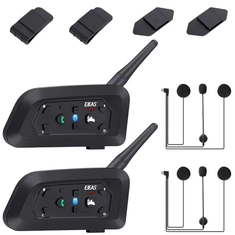 V6 Pro Motorcycle Helmet Bluetooth Intercom Headset 1200M 2 People Full Duplex W