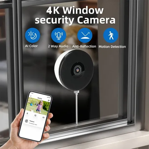 4MP 4K Window Camera, 5.8Ghz WIFI Indoor Cameras for Home Security Opt 32GB Card