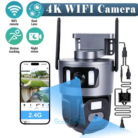 Wireless 2.4G/5G WiFi Security Camera Outdoor Night Vision CCTV PTZ Dual Lens