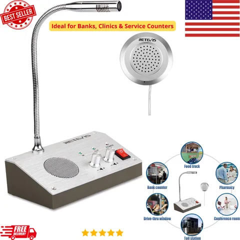 Retevis RT-9908 Window Intercom System 2-Way Counter Speaker Mic Bank Clinic