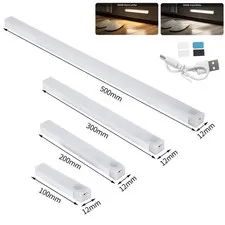 PIR Motion Sensor LED Cabinet Light 10CM 20CM 30CM 50CM USB Rechargeable 3000K