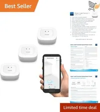 Water Leak Sensor 3-Pack Water Detector Long Range No WiFi Smart Home System