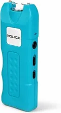 POLICE Stun Gun 628 Rechargeable with LED Flashlight Siren Alarm Blue