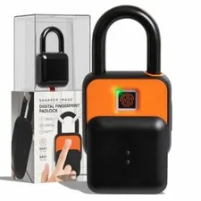 BRAND NEW SHARPER IMAGE DIGITAL RECHARGABLE FINGERPRINT PADLOCK 
