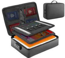 Fireproof Waterproof Document Bag with Lock for Important Files | Zipper Closure