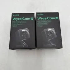Lot Of 2 Wyze Cam V4 2.5K Color Night Vision Indoor/Outdoor Black Google Alexa