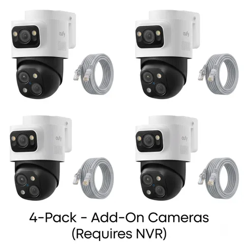 4 Pack Eufy Poe Bullet-Ptz Cam S4 NVR Wired Add on Cam Requires Eufy NVR, 4K UHD