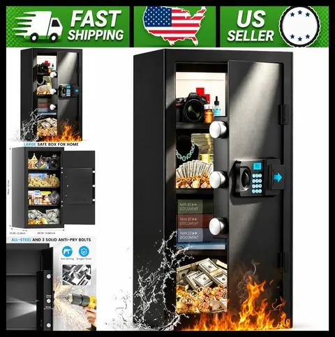 Large Fireproof Home Safe Digital Lock Alarm Removable Shelf