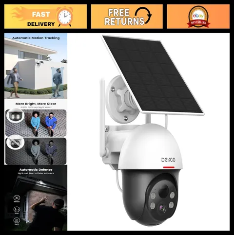 Wireless Solar Security Camera, True 2K HD, Outdoor Panoramic PTZ, Motion Detect