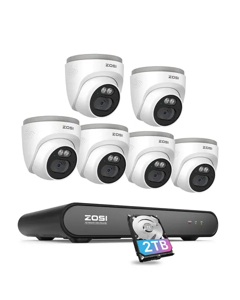 ZOSI 8CH 3K NVR 4MP 2.5K PoE IP Security Alarm Playback Camera System Wide Angle