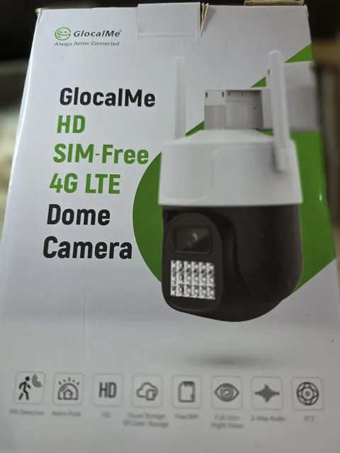 GlocalMe 3MP HD PTZ SIM-Free Camera with 30GB Data, 4G LTE Outdoor IP Camera...