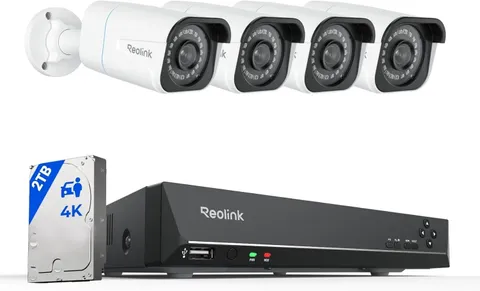 REOLINK 4K Security Camera System - H.265 4Pcs Poe Security Cameras Wired with P