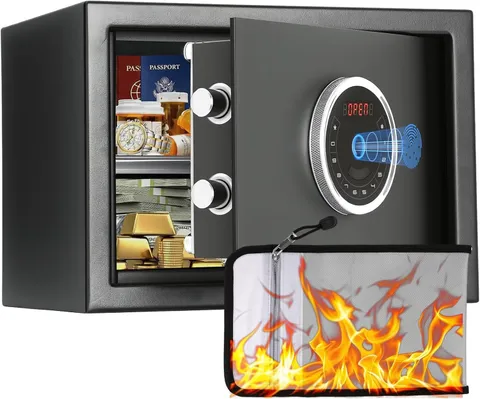 Blacksmith Home Biometric Safe 1.0 Cubic Feet Auto-Open Fingerprint Safe with Ba