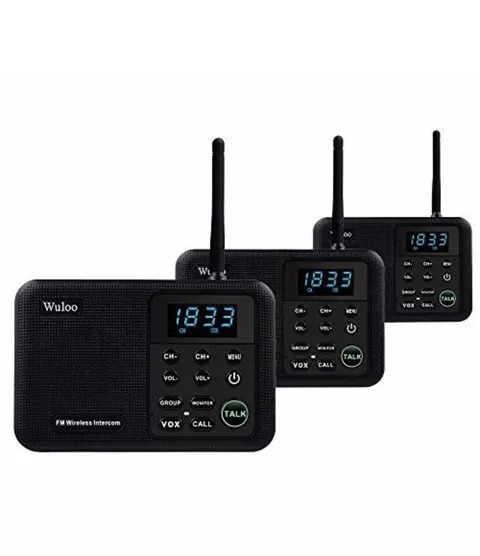 Wireless Intercom System 1 Mile Range 22 Channel 3 Stations for Home Office