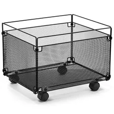 1 Pack Mesh Rolling File Carts with Wheels Hanging Files Metal File Crate Org...